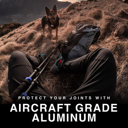 Montem Ultra Strong Trekking, Walking, and Hiking Poles - One Pair (2 Poles) - Collapsible, Lightweight, Quick Locking, Weather-Resistant and Ultra Durable (Black (EVA Foam Grip))