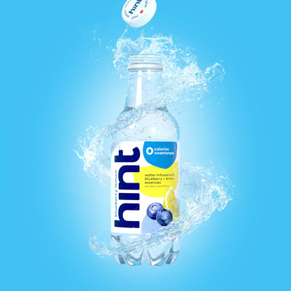 Hint Water Blueberry Lemon, Pure Water Infused with Blueberries & Lemons, Zero Sugar, Zero Calories, Zero Sweeteners, Zero Preservatives, Zero Artificial Flavors, 16 Fl Oz (Pack of 12)
