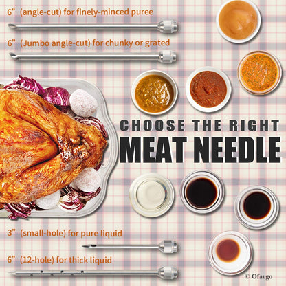 Ofargo Stainless Steel Meat Injector Syringe Kit with 4 Marinade Needles for BBQ Grill Smoker, 2-oz Large Capacity, Both Paper User Manual and E-Book Recipe