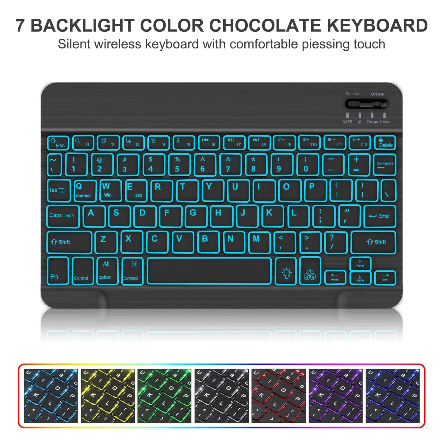 KVAGO for iPad 11th 10th Generation Case with Keyboard, 7 Color Backlit Wireless Detachable Keyboard, Folio Keyboard Cover with Pencil Holder for iPad 11 inch A16 2025 10th Gen 10.9 Inch 2022 (Black)