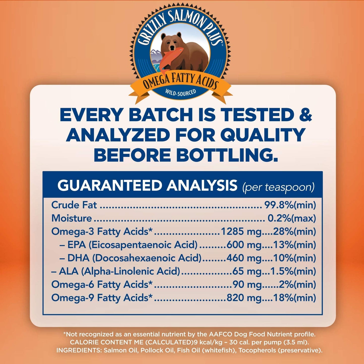 Grizzly Pet Products Salmon Plus Omega 3-6-9 Food Supplement for Dogs and Cats, 8 Ounce