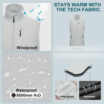 33,000ft Men's Windproof Lightweight Golf Vest Outerwear with Pockets, Softshell Sleeveless Jacket for Running Hiking Sports