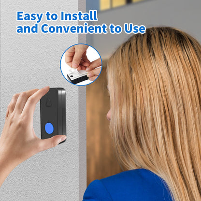 Nestling® Wireless Doorbell Chime Kit-1000 Ft Range 55 Chimes 5 Adjustable Volume Led Flash, Plug and Play Waterproof Door Bell Kit with 1 Plug-in Receiver & 1 Button for Home Black