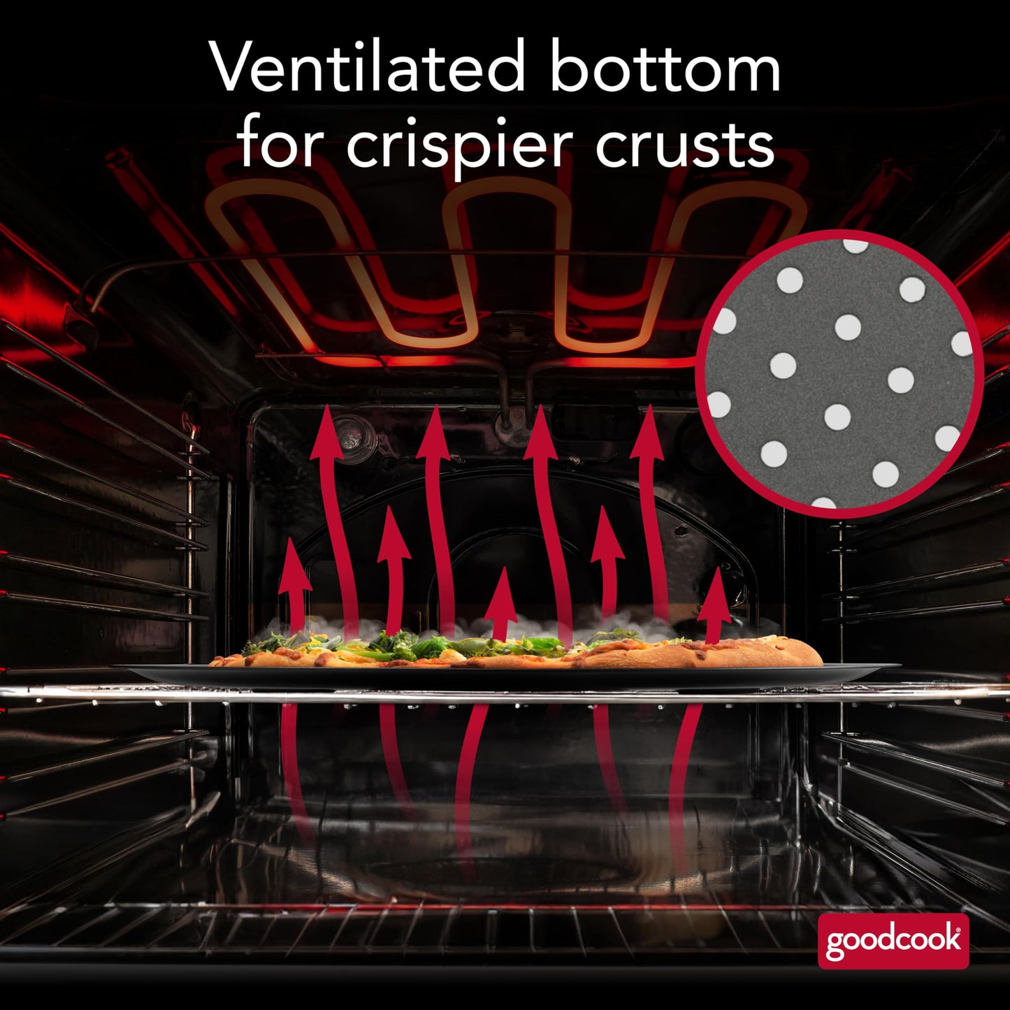 GoodCook AirPerfect Nonstick 16” Pizza Pan – Pizza Tray for Oven, Perforated Round Pizza Pan, Carbon Steel Baking Pan, Homemade, Frozen & Leftover Slices