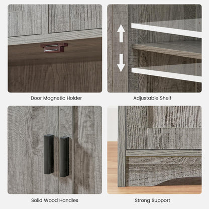 Iwell Storage Cabinet with 2 Drawers & 2 Adjustable Shelves, Kitchen Cabinet, Cupboard, for Living Room, Kitchen, Entryway, Home Office, Grey