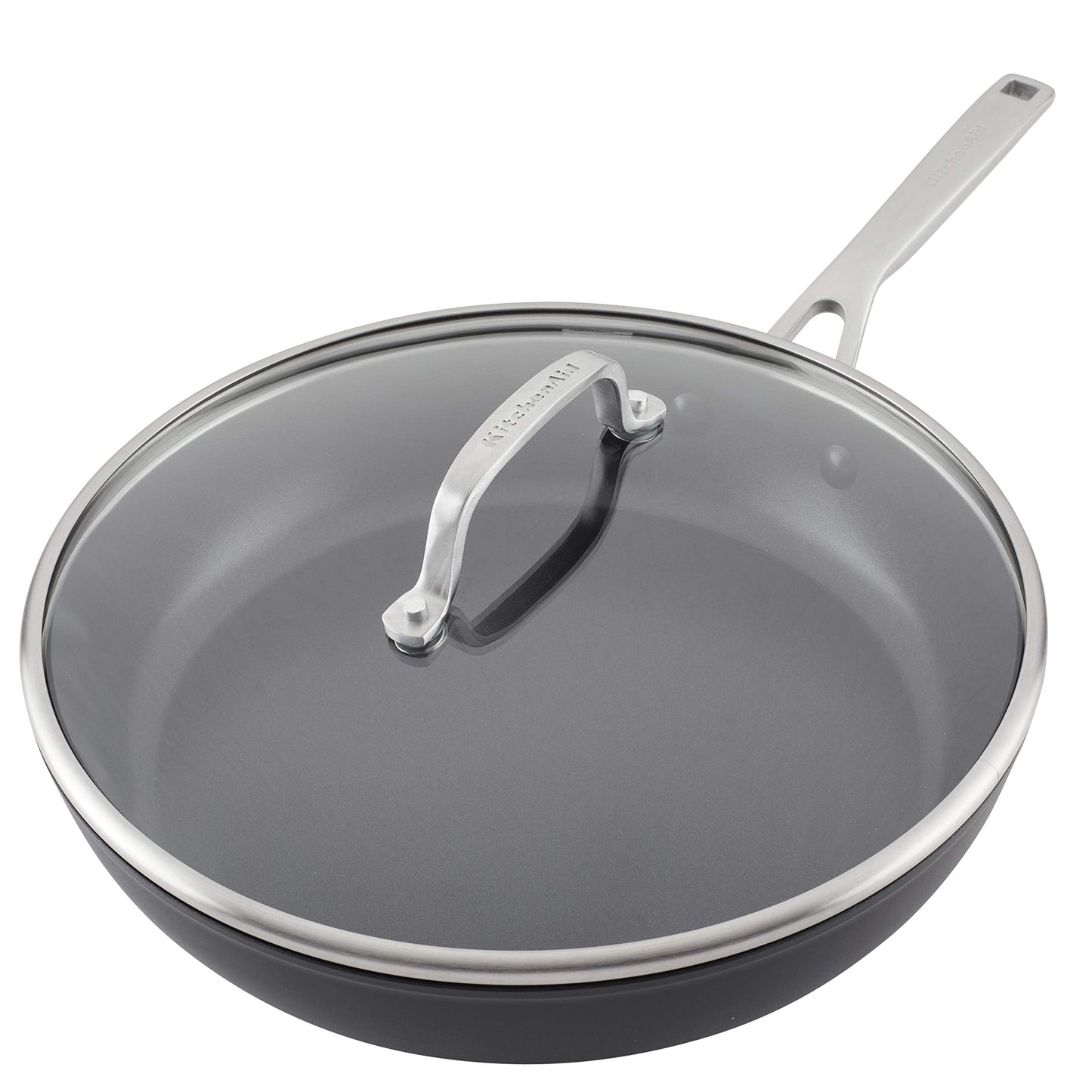 KitchenAid Hard Anodized Induction Nonstick Fry Pan/Skillet with Lid, 12.25 Inch, Matte Black