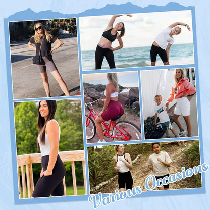 5 Pack Biker Shorts with Pockets for Women - 8" High Waist Spandex Workout Yoga Running Athletic (Black/Light Grey/Blue/Ins Green/Pink-Pockets,Plus)