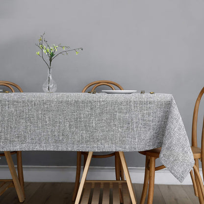 maxmill Flaxy Faux Linen Table Cloth with 2-Tone Slubby Texture Wrinkle Free Anti-Shrink Soft Tablecloth for Kitchen Dining Tabletop Outdoor and Indoor Use Rectangle 60 x 104 Inch Light Gray