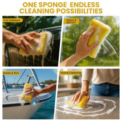 Iconikal 6-Pack Bug Scrubber Sponge 5.9x3.5-Inch Yellow Microfiber Large Car Wash Reusable for Paint Chrome Glass RV Motorcycle Cleaning