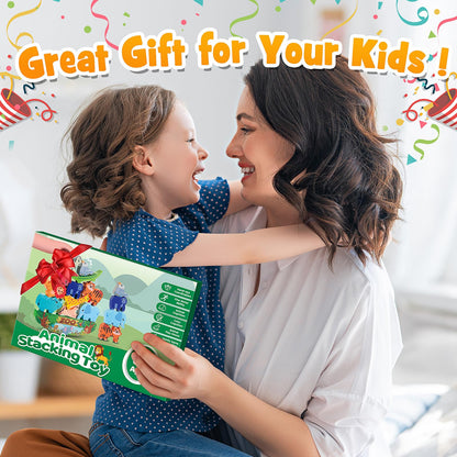 IPOURUP Animals Montessori Toddler Toys 3 4 5 6 7 8 Year Old Boys Girls Wooden Animal Blocks Stacking Toy Kids Birthday Gifts for Boy Girl Age 3-7 Educational Toys Fine Motor Balance Game