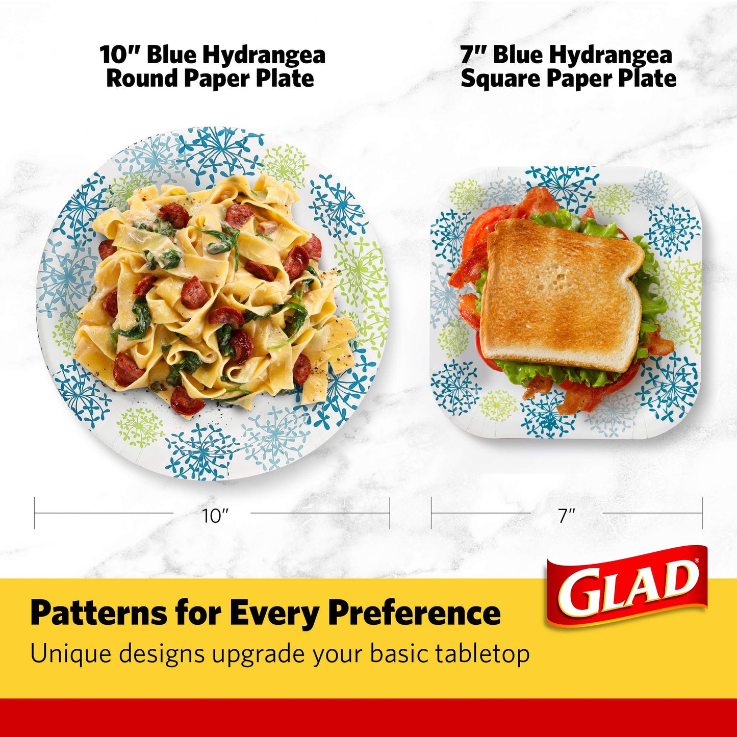 Glad Tabletop 10.25" Round Paper Plates in Blue Hydrangea; 50 Count (BB0100)