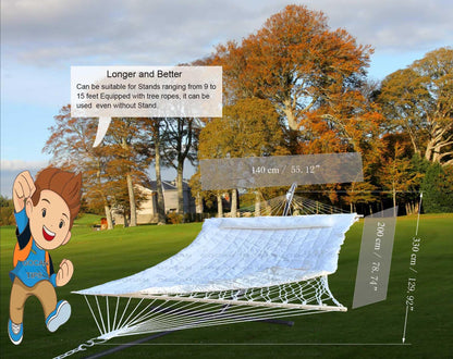 GOCAN Mesh Hammock,Cotton Rope hammocks with Pad Chains Hooks Tree Straps fit Stands from 9' to 15' for Outside Indoor Patio Yard