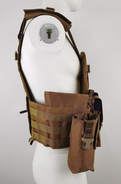 Invenko Heavy Duty Tactical Molle Airsoft Vest Outdoor Hunting Paintball Sports Outdoor Gaming Security Gurad Duty Soft Vest (tan)