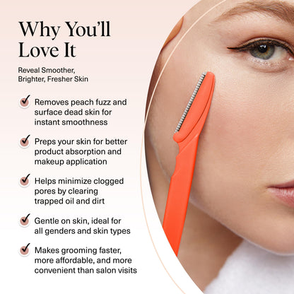 Kitsch Dermaplane Razor for Women Face - Face Razors for Women and Men - Eyebrow Trimmer, Shaver, Recycled Plastic Dermaplaning and Skin Care Tool - Coral, 12 pcs