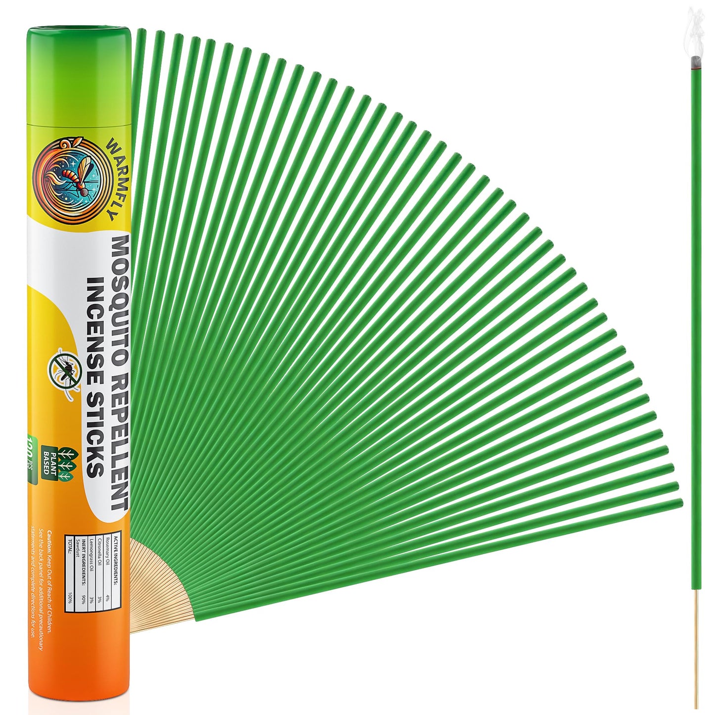 Mosquito Repellent Outdoor Patio (120 PCS) - Natural, DEET-Free Incense Sticks with Rosemary, Lemongrass & Citronella - Camping Essentials, Hiking, Yard