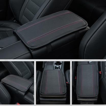 Amiss Car Center Console Pad, Universal Waterproof Car Armrest Seat Box Cover, PU Leather Auto Armrest Cover Protector，Vehicle Interior Accessories fits SUV/Truck/Car (Black-Pink)