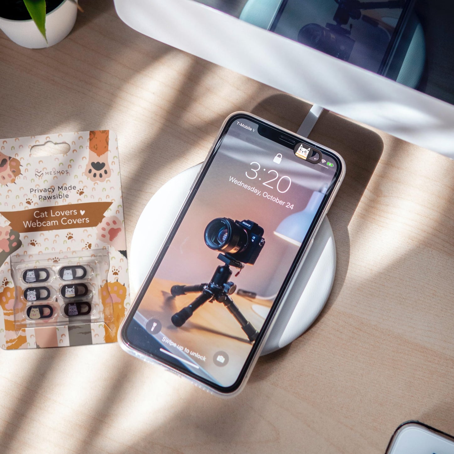 MESMOS Webcam Cover Slide, Cat Lovers Gifts for Women, Cat Lover Themed Thing, Mom Gifts for Women, Laptop Camera Cover Slide Cute (Small)