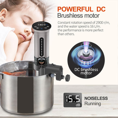 KitchenBoss Sous Vide Cooker Machine | 1100 Watts IPX7 Waterproof Sous-Vide G310/Silver | Water Cooker, Suvee vide machine | Accurate Temperature Control Digital Display | Thermal Immersion Circulator