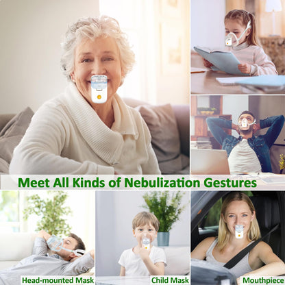 Nebulizer - Portable Nebulizer for Adults & Kids, Rechargeable Nebulizer with Handsfree Design for Lying Down Nebulization, Asthma Nebulizer for Respiratory Timely Help