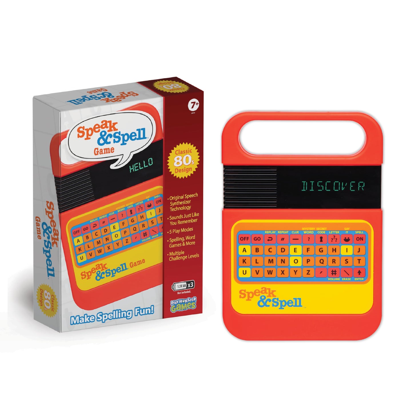 Playmonster Speak & Spell Electronic Game - Educational Learning Toy, Spelling Games, 80s Retro Handheld Arcade, Autism Toys, Activity for Boys, Girls, Toddler, Ages 7+