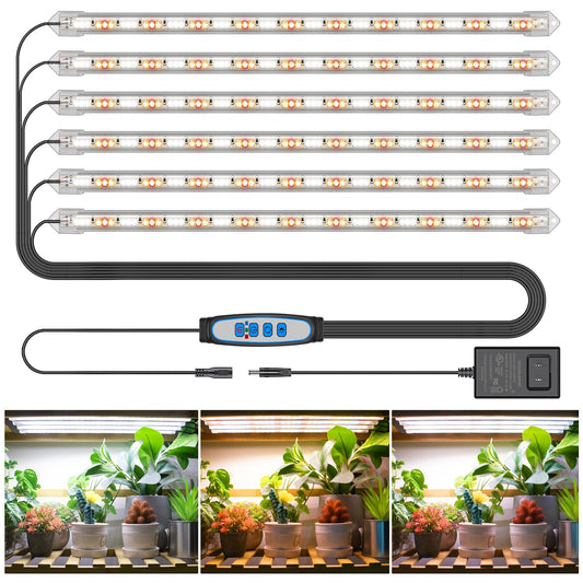 Kullsinss LED Plant Grow Light Strip, 36W 360 LEDs Grow Lights for Indoor Plants Full Spectrum with 6/12/16H Timer, 660nm/3000K/6000K Sunlike Grow Lamp for Seeds Starting Hydroponics Succulents