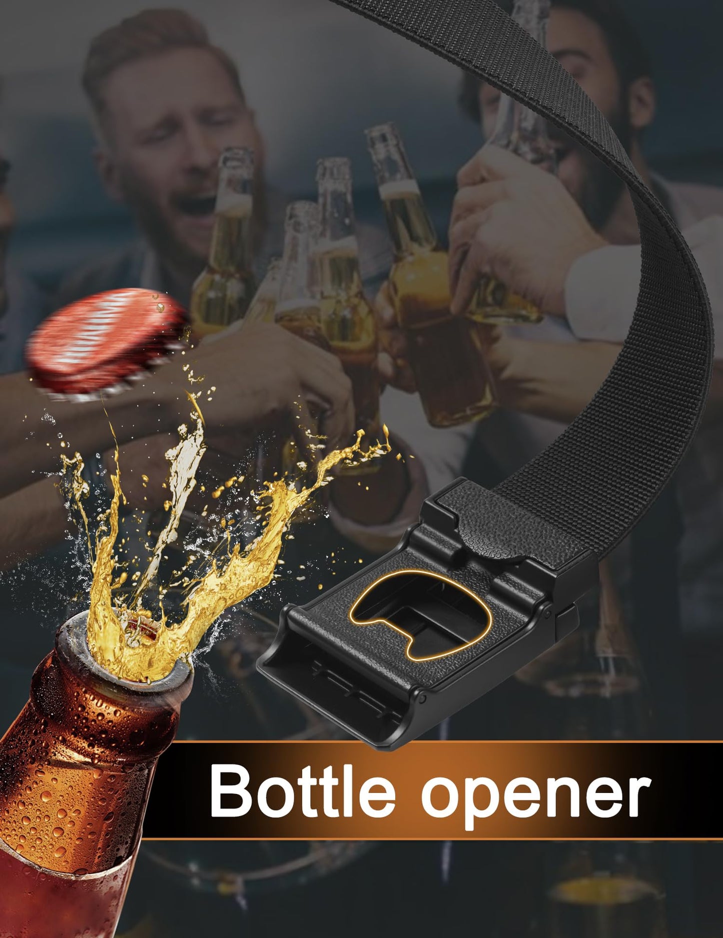 JUKMO Stretch Tactical Belt for Men, Military Work Rigger Hiking 1.5" Elastic Nylon Web Ratchet Quick Release Belt in Gift Box (Black, Medium)