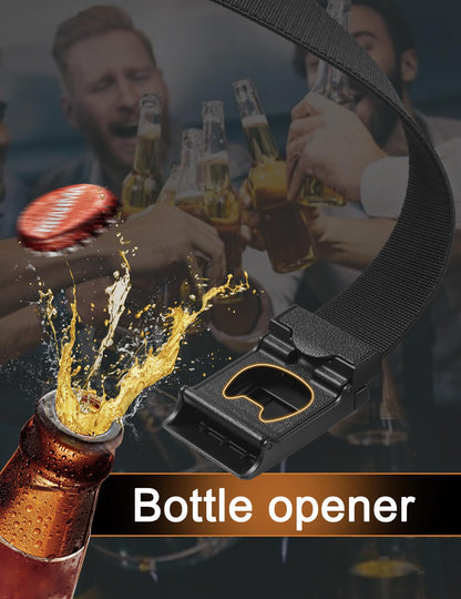 JUKMO Stretch Tactical Belt for Men, Military Work Rigger Hiking 1.5" Elastic Nylon Web Ratchet Quick Release Belt in Gift Box (Black, Medium)