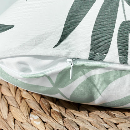 MIULEE Pack of 2 Decorative Outdoor Waterproof Throw Pillow Covers Patio Pillow Cases Natural Leaves Pattern Spring Square Cushion Shams Shell for Garden Balcony Couch 16x16 Inch, Greyish Green