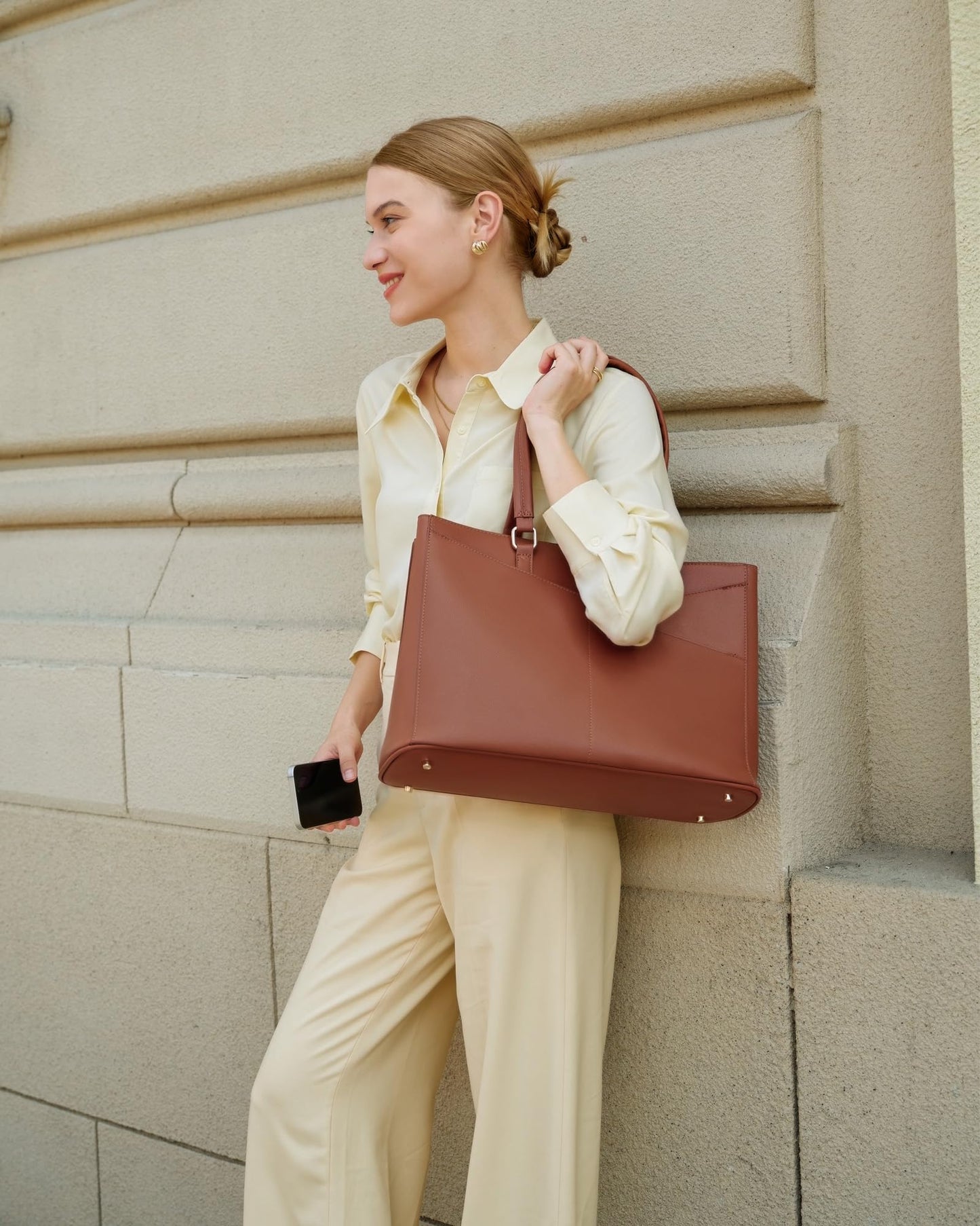 LOVEVOOK Laptop Tote Bag for Women,15.6 Inch Waterproof Computer Bags Women Business Office Work Bag Briefcase, Brown