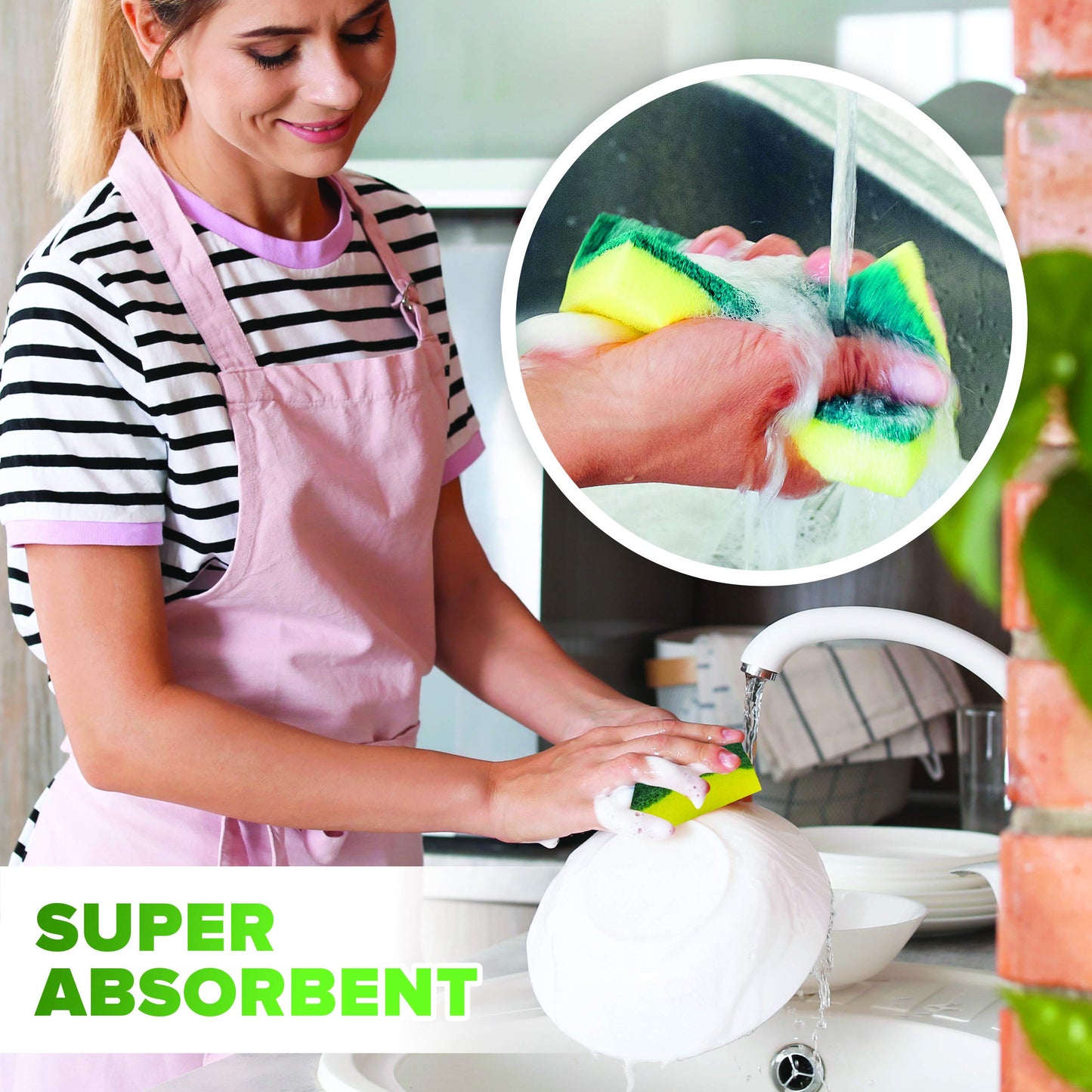 (24 Pack) Heavy Duty Scrub Sponges by SCRUBIT – Kitchen Dish, Sink and Bathroom Cleaning Scrubber Sponge - with Non-Smell Scouring Pad [New Packaging]