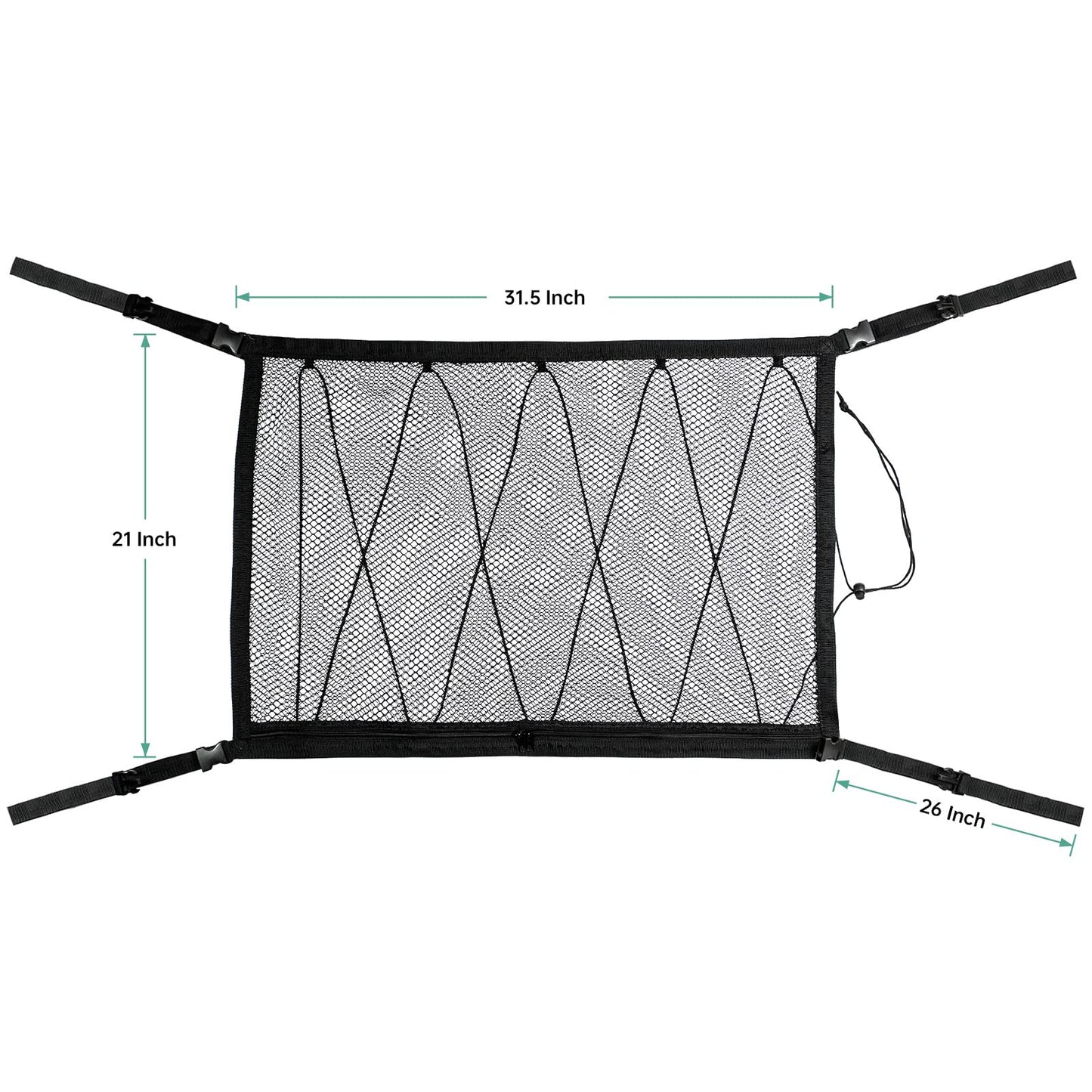 Kaskawise Car Ceiling Cargo Net Pocket,31"x21" Adjustable Double-Layer Mesh SUV Roof Organizer Long Trip Ceiling Storage Net,Car Camping Cargo Net for SUV,Van Life Accessories