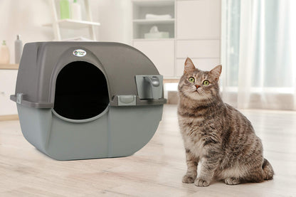 Omega Paw NRA15 Self Cleaning Litter Box Regular Size,Grey