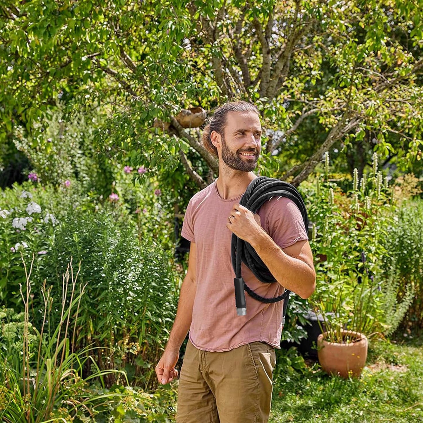 GUKOK Non-Expanding Garden Hose, Lightweight, Ultra Flexible, Durable, Kink-Free Garden Hose, RV, Marine and Camper Hose, 50-Feet x 1/2-Inch