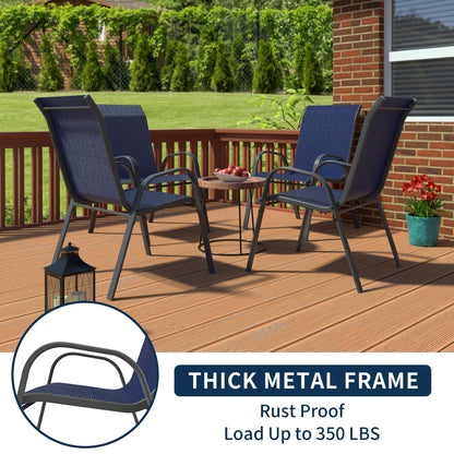 Amopatio Patio Chairs Set of 4, Outdoor Stackable Dining Chairs for All Weather, Comfortable Breathable Garden Outdoor Furniture for Backyard Deck, Blue