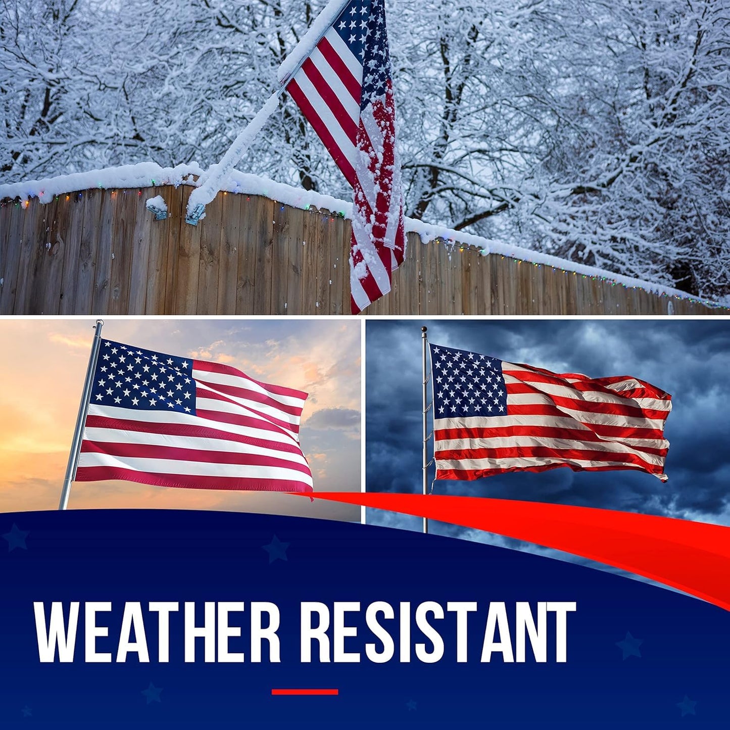 American Flag | American Flags for Outside 3X5 |100% Made in USA Flag - Premium US Flag 3X5 Heavy Duty Outdoor with Embroidered Stars and Sewn Stripes.