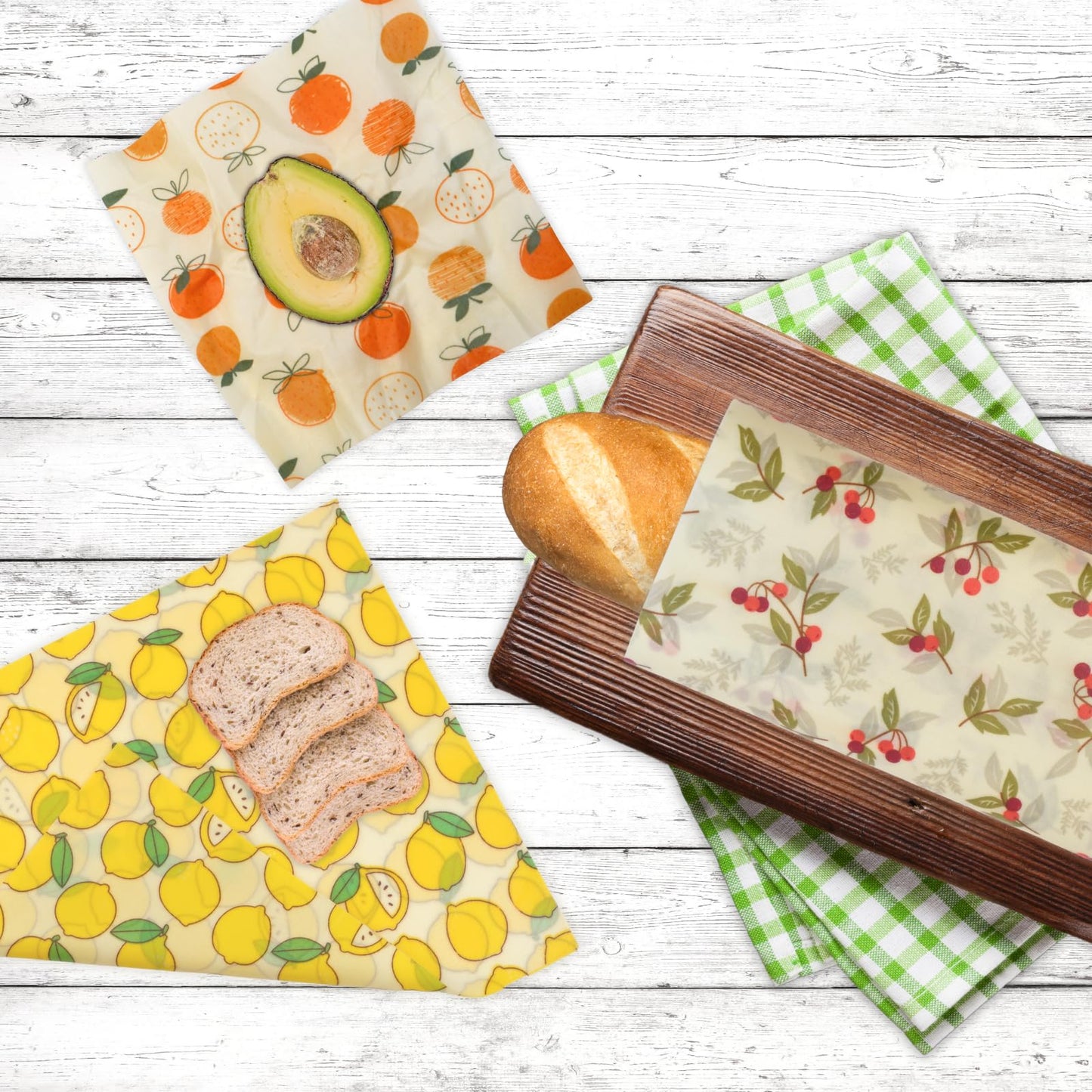 Reusable Beeswax Wrap - 9 Pack Beeswax Wraps for Food, Eco-Friendly Beeswax Food Wraps, Bread Sandwich Wrapper - Organic, Sustainable, Zero Waste, Reusable Plastic-Free Food Storage Wrap, 1XL, 3M, 5S