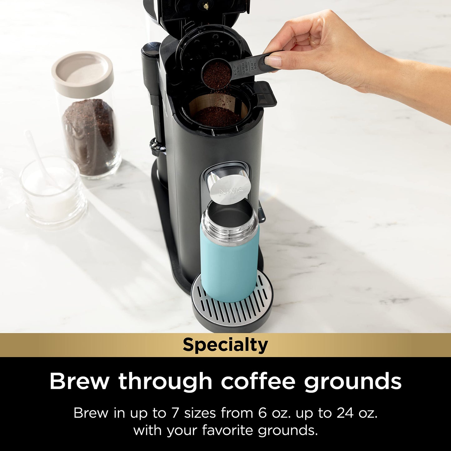 Ninja | Coffee Maker | Single Serve |Brew with Coffee Pods & Grounds| Compatible with K-Cup Coffee Pods | 4 Brew Styles, up to 24oz Cup Sizes & 56oz Removable Reservoir | Black | PB051