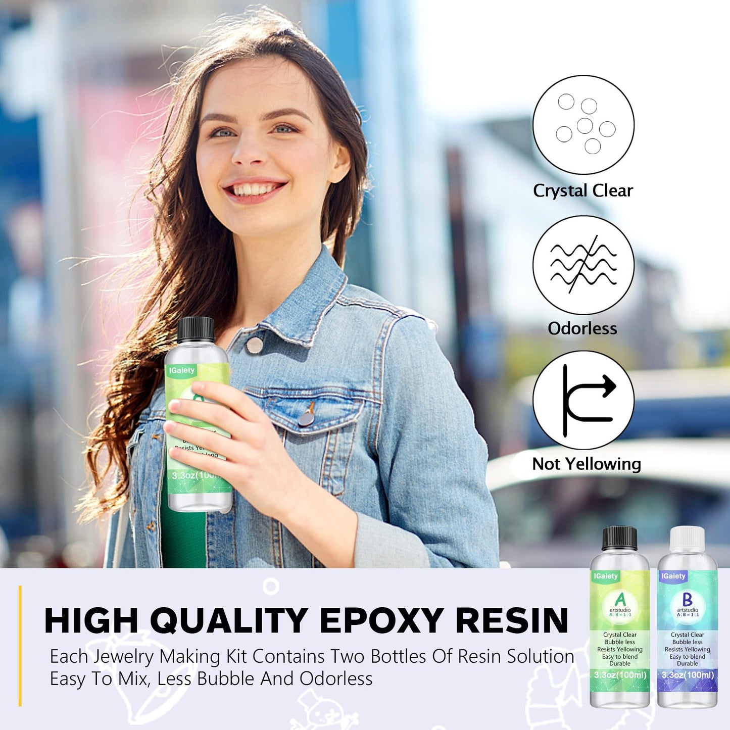 IGaiety Resin Jewelry Making Kit 240 Pcs Silicone Epoxy Resin Mold Keychain Starter Kit Bundle with Epoxy Molds and Pigments Tools for Beginners Adults Jewelry Earring Making