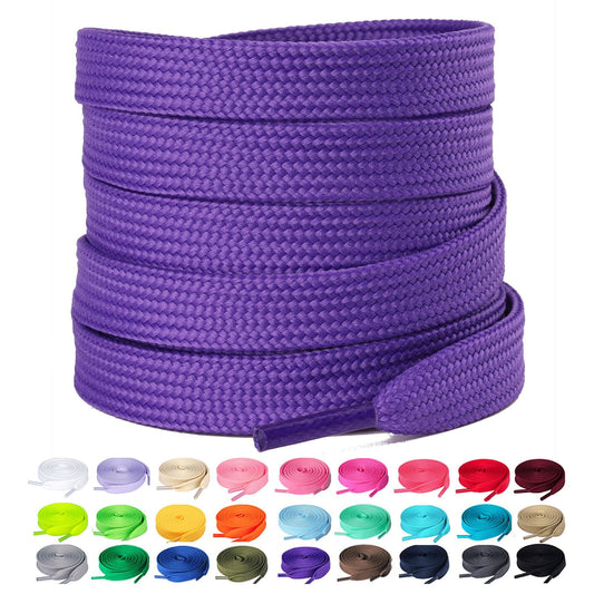 Olukssck 1 Pair Flat Shoe Laces for Sneakers, 2/5" Wide Athletic Shoelaces Dark Purple 28 inch(71cm)