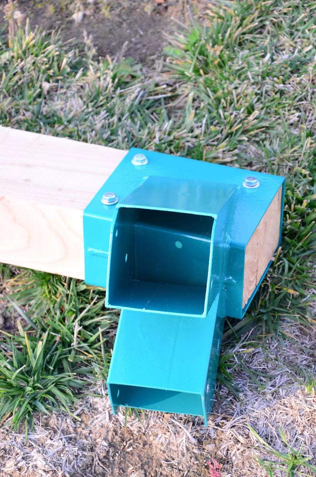 HANDYGO Swing Set Brackets - Heavy Duty Steel Kit, 2 DIY Wooden Swing Hardware Bracket, Playground Equipment Parts, with Mounting Accessories, for Outdoor Play, Green