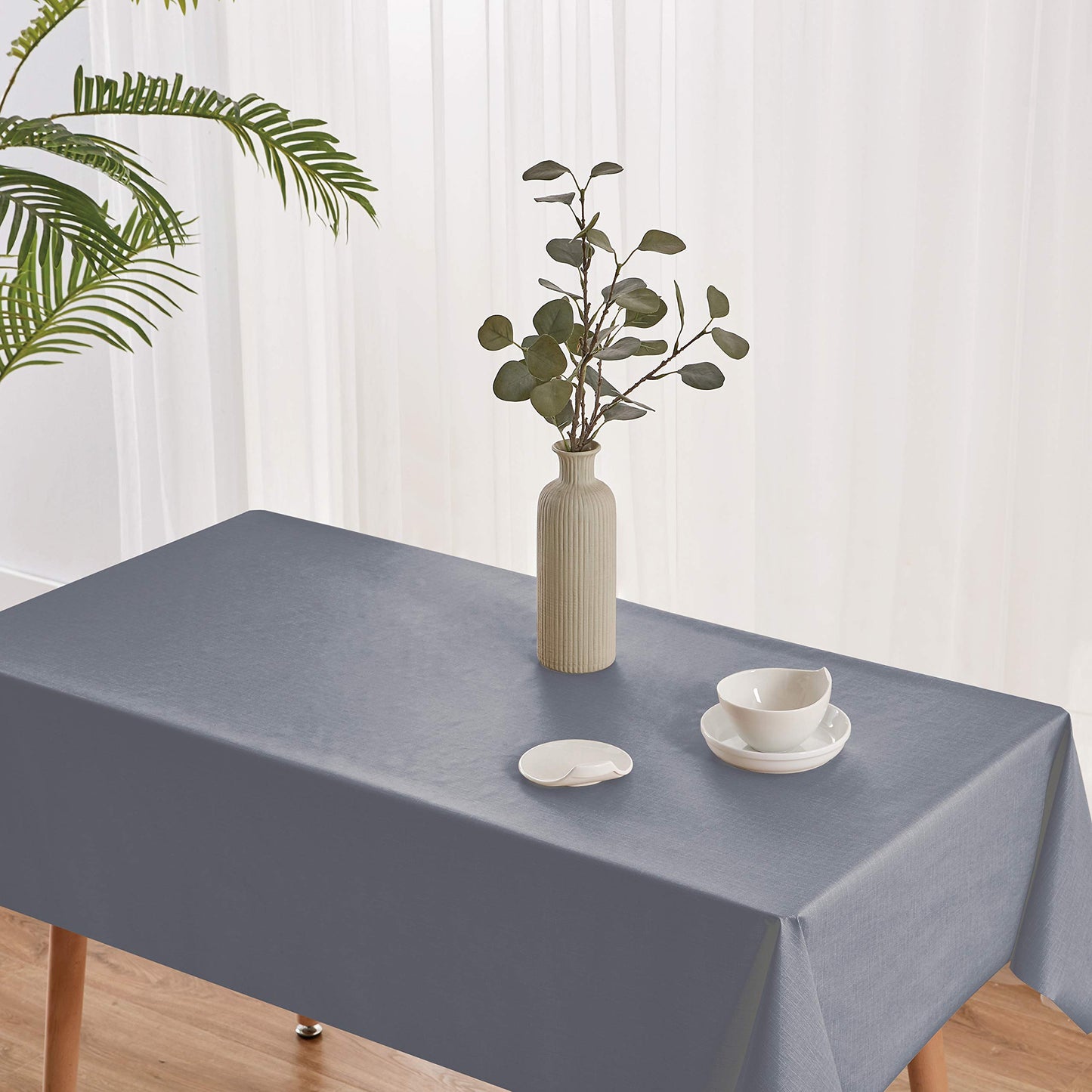 NLMUVW Square Vinyl Tablecloth 100% Waterproof Oil Proof Spill Proof PVC Table Cloth Wipe Clean Table Cover for Kitchen Dining Picnic, Dark Grey, 52 x 52 inch