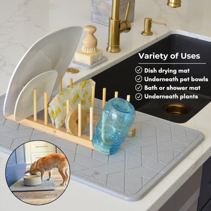 ME MOTHER EARTH Quick Dry Diatomaceous Earth Floor Stone Bath and Kitchen Dish Drying Mat, Bathroom Non-Slip Shower Mat, Super Absorbent Pad, Eco Friendly, Easy to Clean, Sustainable, Dark Grey