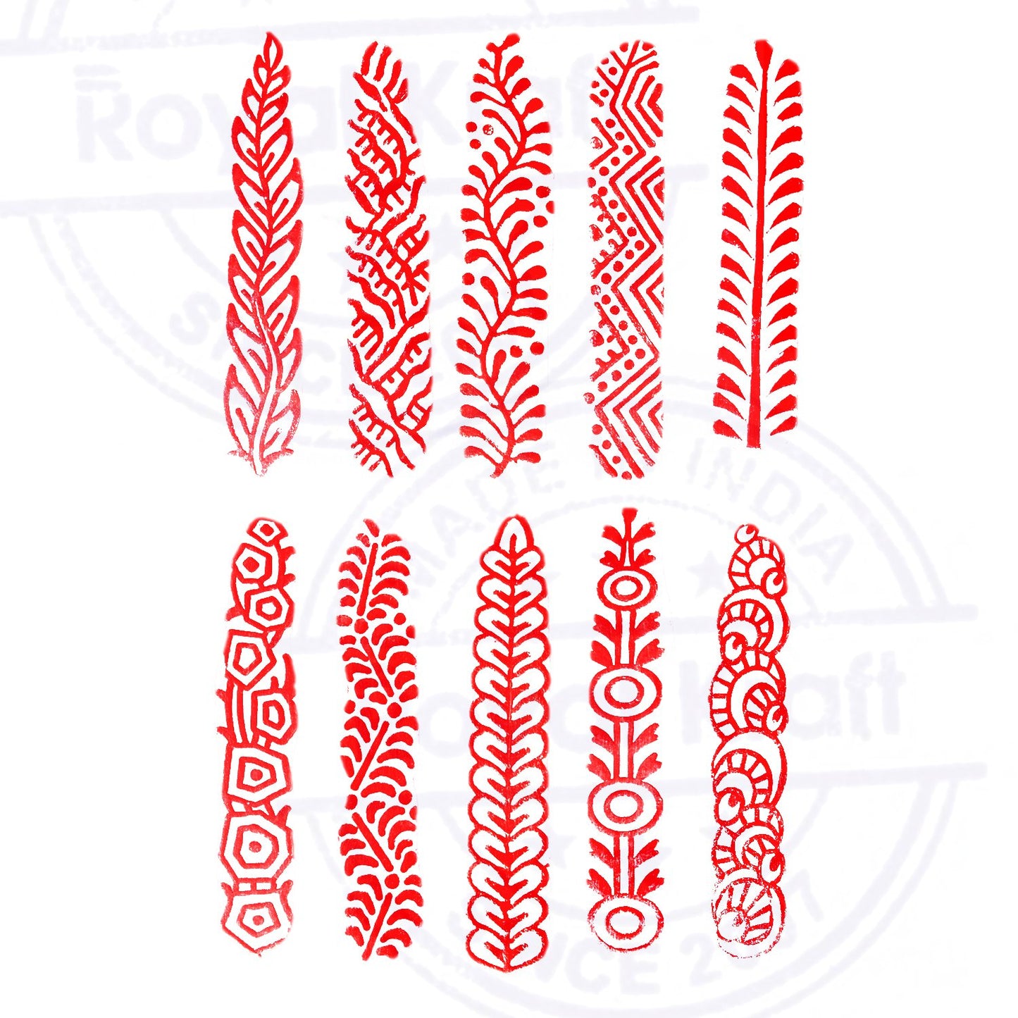 Mehndi Print Blocks Stylish Border Pattern Wooden Stamps (Set of 10) Htag2156