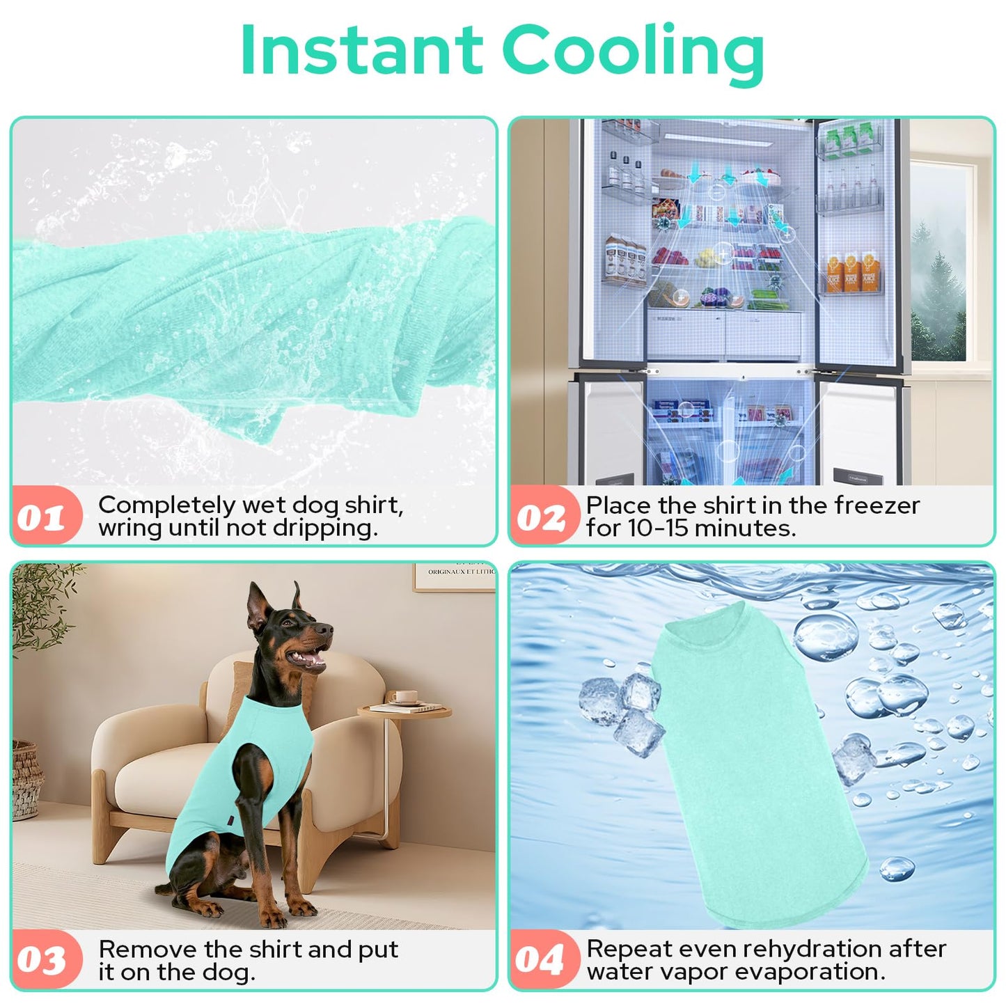 Kickred 2 Pieces Shirts for Dog, Soft and Cool Dog T Shirt Vest Clothes, Breathable Pet Apparel Tank Top, Summer Doggy Sleeveless Sweatshirt for Medium Large Pets - Light Blue+Candy Pink (XL)