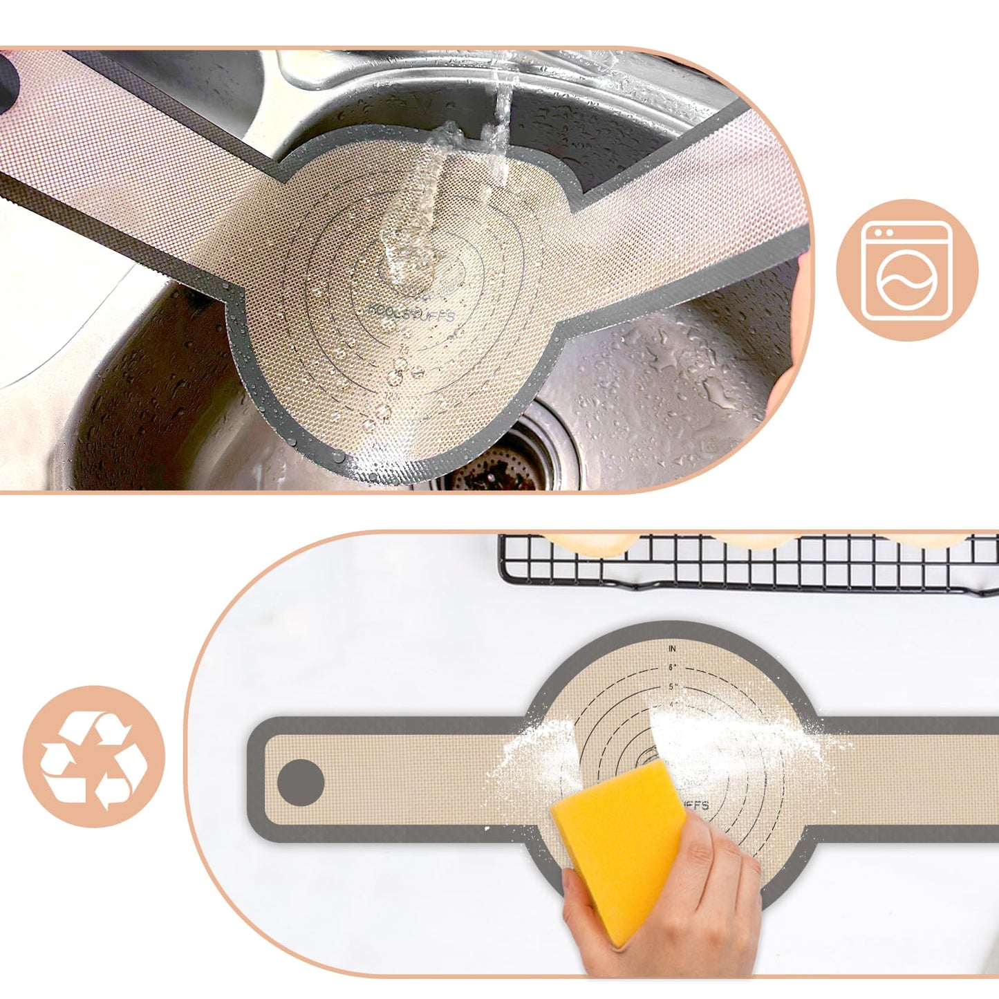 Koolstuffs Silicone Bread Sling for Dutch Oven, 2 PCS Non-Stick & Easy Clean Reusable Silicone Bread Baking Mats with Long Handles, Easy to Transfer Sourdough Bread