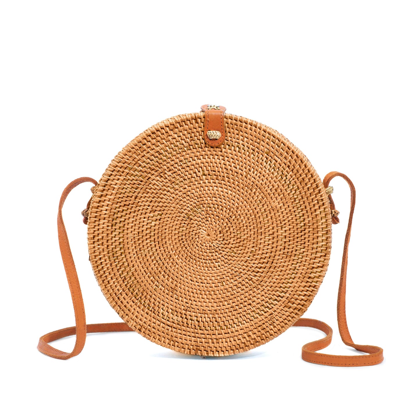 Novum Crafts Round Rattan Bag for Women - Handmade Ata Wicker Woven Purse - Circle, Square, Oval Brown Straw Boho Bags