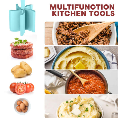 Meat Chopper, Upgrade Hamburger Smasher, Premium Heat Resistant Meat Masher for Ground Beef, Ground Turkey and More, Non Stick Mix Grinder-Aqua