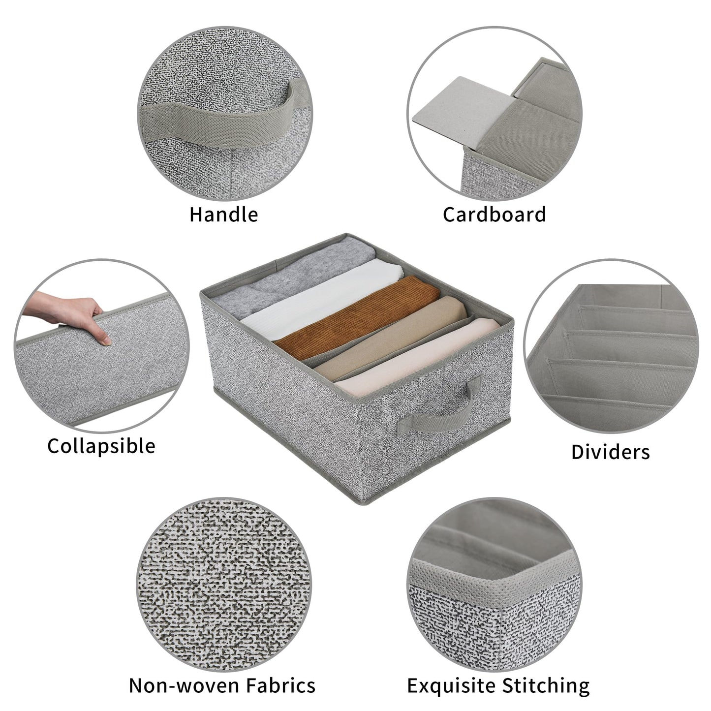 GRANNY SAYS Pants Jeans Organizer for Closet, Wardrobe Clothes Organizer, Clothes Drawer Organizers, Clothing Storage for Tshirts, Pants, Sweaters, Gray, 4-Pack