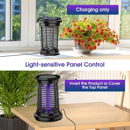 PALONE Bug Zapper for Outdoor & Indoor with 5.5W Solar Panel Charging, Electric Fly Zapper USB Charging Solar Bug Zapper Light for Camping Outdoor, Backyard, Garden
