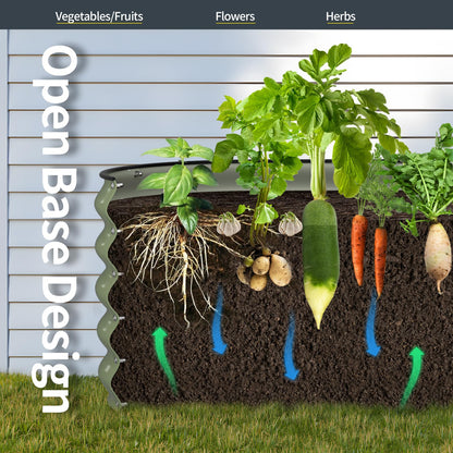 Kesfitt Galvanized Raised Garden Bed Kit,18" Tall 7-in-1 Outdoor Metal Planter Boxes with Safety Edging,8×2×1.5FT Modular Large Steel Raised Beds for Gardening Vegetables Fruits Flower